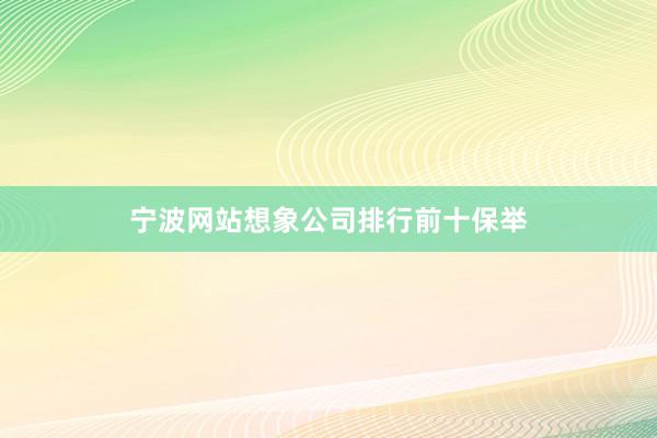 宁波网站想象公司排行前十保举