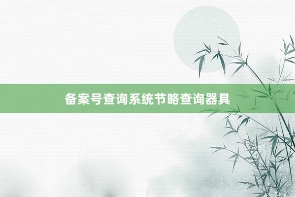 备案号查询系统节略查询器具